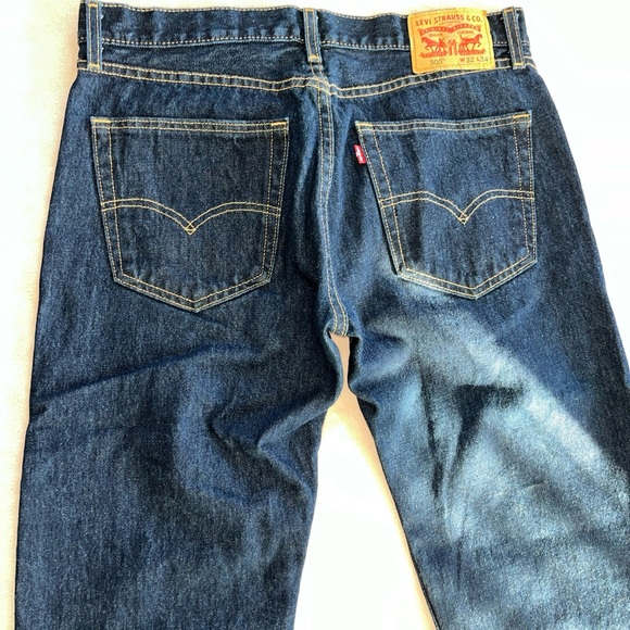 Levi's 505 Mens Original Regular Fit Jeans Straight Leg Dark Wash 32x34 - Picture 4 of 13